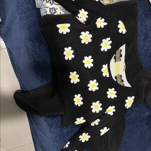 Black Sweater with Daisy Pattern